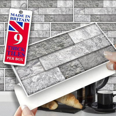 Stick and Go Self Adhesive Stick On Tiles Aurora 8" x 4" Box of 8 Apply over any tile, or directly on to the wall