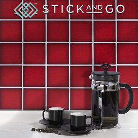 Stick and Go Self Adhesive Stick On Tiles Carmine Red 4" x 4" Box of 18 Apply over any tile, or directly on to the wall