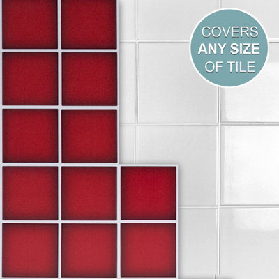 Stick and Go Self Adhesive Stick On Tiles Carmine Red 4" x 4" Box of 18 Apply over any tile, or directly on to the wall