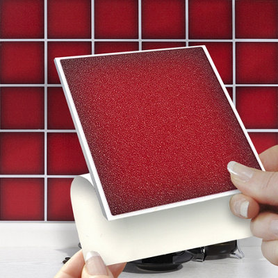 Stick and Go Self Adhesive Stick On Tiles Carmine Red 4" x 4" Box of 18 Apply over any tile, or directly on to the wall