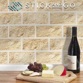 Stick and Go Self Adhesive Stick On Tiles Cotswold Wall 8" x 4" Box of 8 Apply over any tile, or directly on to the wall