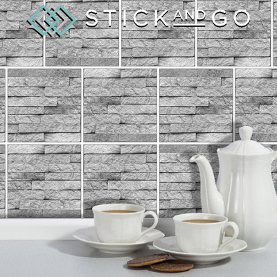 Stick and Go Self Adhesive Stick On Tiles Cumbrian 6" x 6" Box of 8 Apply over any tile, or directly on to the wall