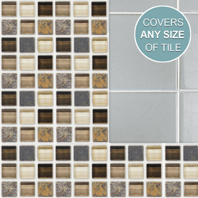Stick and Go Self Adhesive Stick On Tiles Glass Stone Mosaic 4" x 4" Box of 18 Apply over any tile - 4