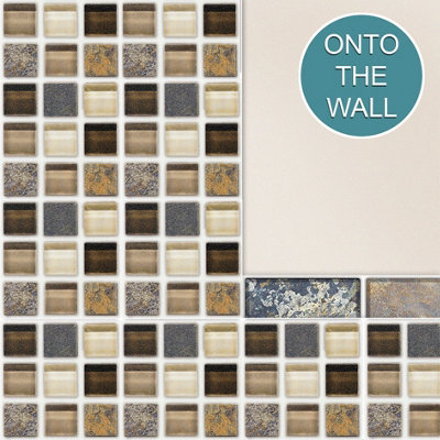 Stick and Go Self Adhesive Stick On Tiles Glass Stone Mosaic 4" x 4" Box of 18 Apply over any tile - 5