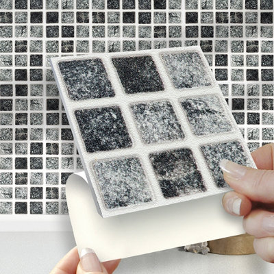 Stick and Go Self Adhesive Stick On Tiles Granite Mosaic 4" x 4" Box of 18 Apply over any tile, or directly on to the wall