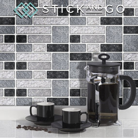 Stick and Go Self Adhesive Stick On Tiles Granite Tablet 8" x 4" Box of 8 Apply over any tile, or directly on to the wall