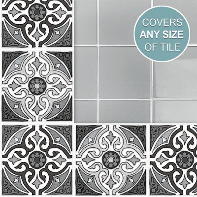 Stick and Go Self Adhesive Stick On Tiles Monochic 6" x 6" Box of 8 Apply over any tile, or directly on to the wall