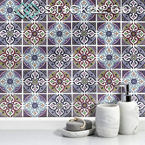 Stick and Go Self Adhesive Stick On Tiles Morocco 4" x 4" Box of 18 Apply over any tile, or directly on to the wall