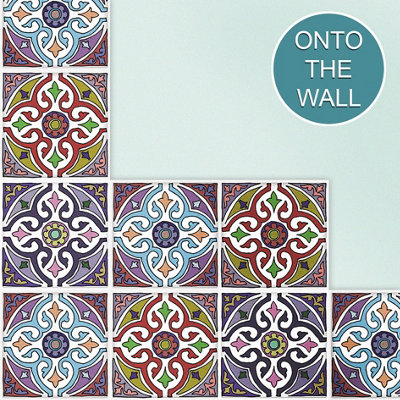 Stick and Go Self Adhesive Stick On Tiles Morocco 4" x 4" Box of 18 Apply over any tile, or directly on to the wall