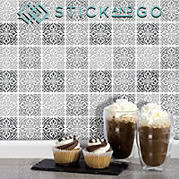 Stick and Go Self Adhesive Stick On Tiles Orient Grey 6" x 6" Box of 8 Apply over any tile, or directly on to the wall