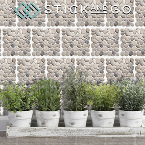 Stick and Go Self Adhesive Stick On Tiles Pebble Mosaic 4" x 4" Box of 18 Apply over any tile, or directly on to the wall