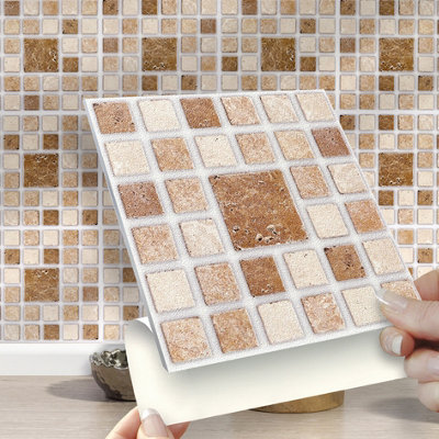 Stick and Go Self Adhesive Stick On Tiles Roman Mosaic 6" x 6" Box of 8 Apply over any tile, or directly on to the wall
