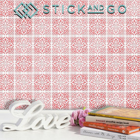 Stick and Go Self Adhesive Stick On Tiles Rosealie 6" x 6" Box of 8 Apply over any tile, or directly on to the wall