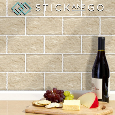 Stick and Go Self Adhesive Stick On Tiles Sandstone Metro 8" x 4" Box of 8 Apply over any tile, or directly on to the wall