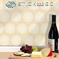 Stick and Go Self Adhesive Stick On Tiles Stone Cream 4" x 4" Box of 18 Apply over any tile, or directly on to the wall