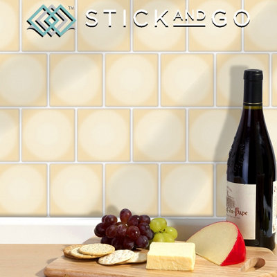 Stick and Go Self Adhesive Stick On Tiles Stone Cream 4" x 4" Box of 18 Apply over any tile, or directly on to the wall