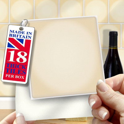Stick and Go Self Adhesive Stick On Tiles Stone Cream 4" x 4" Box of 18 Apply over any tile, or directly on to the wall