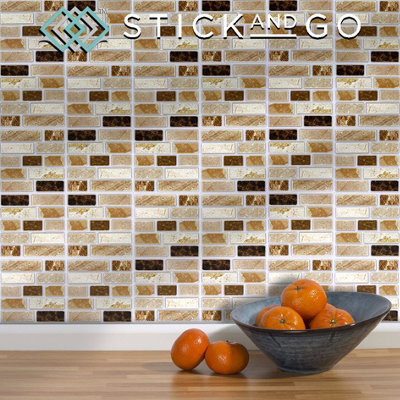 Stick and Go Self Adhesive Stick On Tiles Stone Tablet 4" x 4" Box of 18 Apply over any tile, or directly on to the wall