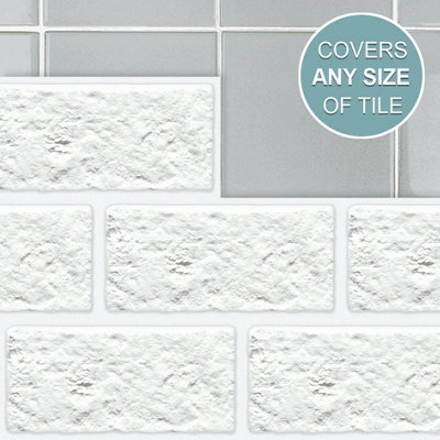 Stick and Go Self Adhesive Stick On Tiles Studio Brick 8" x 4" Box of 8 Apply over any tile, or directly on to the wall