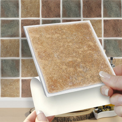 Stick and Go Self Adhesive Stick On Tiles Tuscany Mix 4" x 4" Box of 18 Apply over any tile - 3