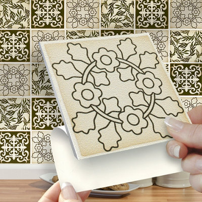 Stick and Go Self Adhesive Stick On Tiles Victoriana 4" x 4" Box of 18 Apply over any tile, or directly on to the wall