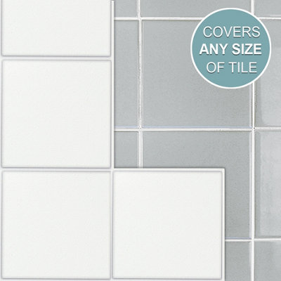 Stick and Go Self Adhesive Stick On Tiles White 4" x 4" Box of 18 Apply over any tile - 4