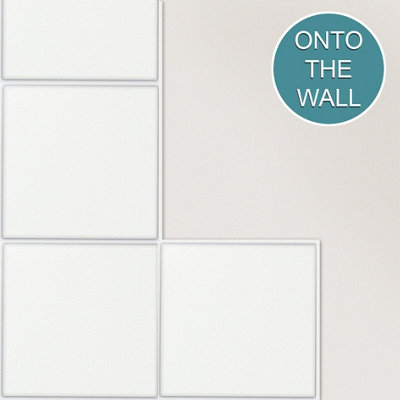 Stick and Go Self Adhesive Stick On Tiles White 4" x 4" Box of 18 Apply over any tile - 5