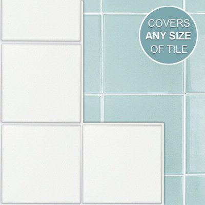 Stick and Go Self Adhesive Stick On Tiles White 6" x 6" Box of 8 Apply over any tile, or directly on to the wall
