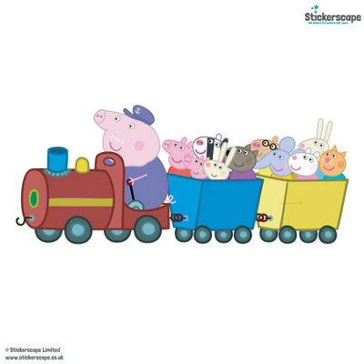 Stickerscape Peppa Pig and Friends Train Wall Sticker (Large Size) Children's Bedroom Playroom Décor Self-Adhesive Removable