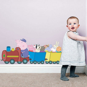 Stickerscape Peppa Pig and Friends Train Wall Sticker (Regular Size) Children's Bedroom Playroom Décor Self-Adhesive Removable
