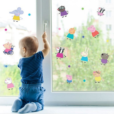 Stickerscape Peppa Pig and Friends Window Sticker Pack Children's Bedroom Playroom Décor Self-Adhesive Removable