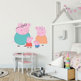 Stickerscape Peppa Pig Family Wall Sticker (Large Size) Children's Bedroom Playroom Décor Self-Adhesive Removable