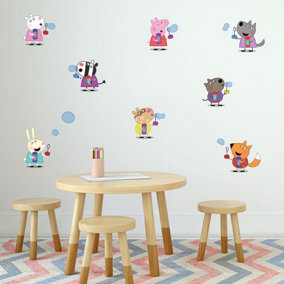 Stickerscape Peppa Pig & Friends Blowing Bubbles Wall Sticker (Regular size) Children's Bedroom Playroom Décor Self-Adhesive
