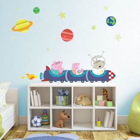 Stickerscape Peppa Pig Rocket Train Wall Sticker Pack (Large size) Children's Bedroom Playroom Décor Self-Adhesive Removable