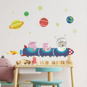 Stickerscape Peppa Pig Rocket Train Wall Sticker Pack (Regular size) Children's Bedroom Playroom Décor Self-Adhesive Removable