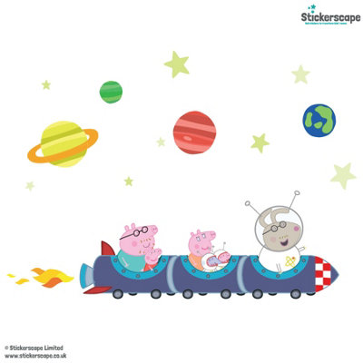 Stickerscape Peppa Pig Rocket Train Wall Sticker Pack (Regular size) Children's Bedroom Playroom Décor Self-Adhesive Removable