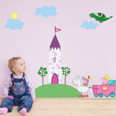 Stickerscape Princess Peppa Pig Wall Stickers Children's Bedroom Playroom Décor Self-Adhesive Removable