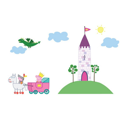 Stickerscape Princess Peppa Pig Wall Stickers Children's Bedroom Playroom Décor Self-Adhesive Removable