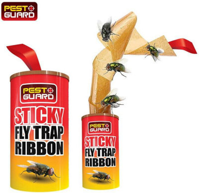 Sticky Fly Trap Ribbons Pack of 20 Yellow Paper Hanging Fly Catcher ...