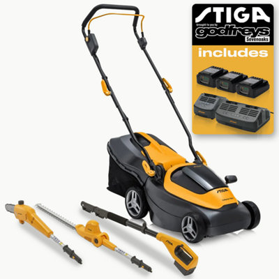 Stiga Collector 136e Battery Lawnmower 34cm & MT100e Battery Multi-Tool Kit