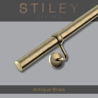 STILEY LIVING ANTIQUE BRASS STAIR HANDRAIL KIT, WALL MOUNTED BANISTER ...