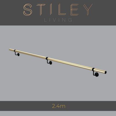 Stiley Living Brass & Matt Black Stair Handrail Kit, Wall Mounted ...