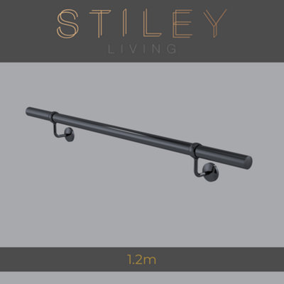 Stiley Living Gun Metal Grey Stair Handrail Kit Wall Mounted Banister ...