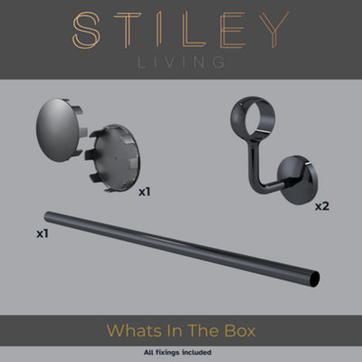 Stiley Living Gun Metal Grey Stair Handrail Kit Wall Mounted Banister ...