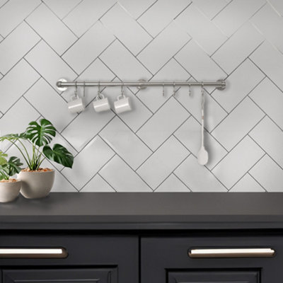 Stiley Living Kitchen Utensil Rail Wall Mounted Hanging Storage Rack ...