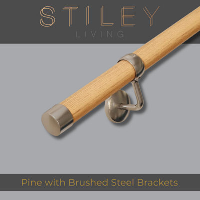 Stiley Living Pine Wood Stair Handrail Kit, Internal Wooden Banister ...
