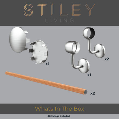 Stiley Living Red Oak/Brushed Silver Stair Handrail Kit 2.4m, Wall ...