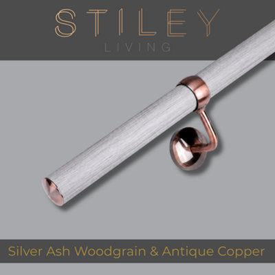 Stiley Living Silver Ash Woodgrain/Antique Copper Stair Handrail Kit 3 ...