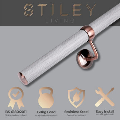 Stiley Living Silver Ash Woodgrain/Antique Copper Stair Handrail Kit 3 ...