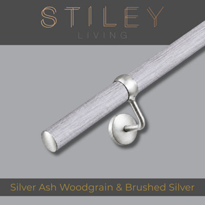 Stiley Living Silver Ash Woodgrain/Brushed Silver Stair Handrail Kit 1 ...